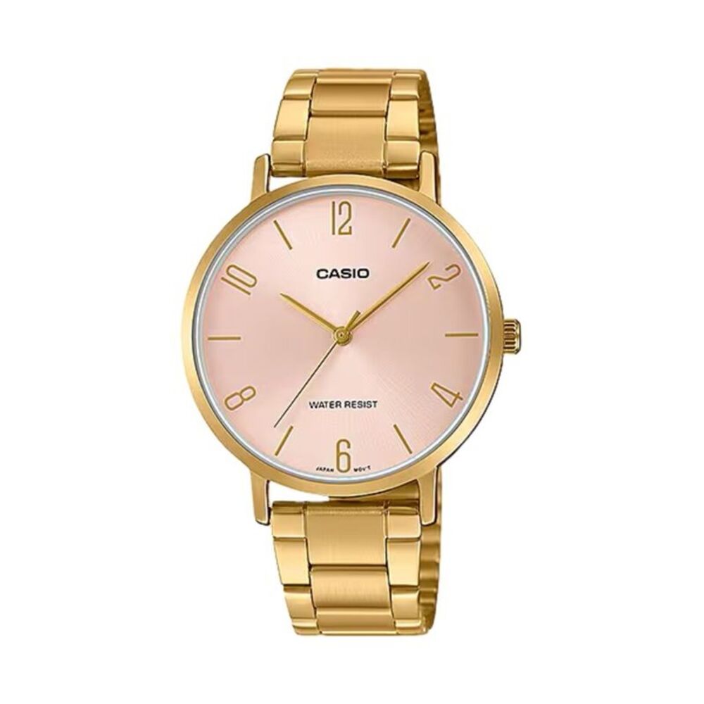 Casio Women’s Pink Dial Gold Tone Stainless Steel Bracelet Watch -